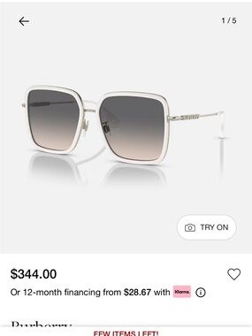 Burberry Women's White Square Gradient Sunglasses